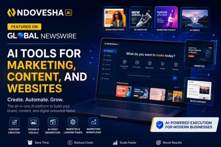 Ndovesha AI Global News Wire Feature: AI Tools for Marketing, Content, and Websites