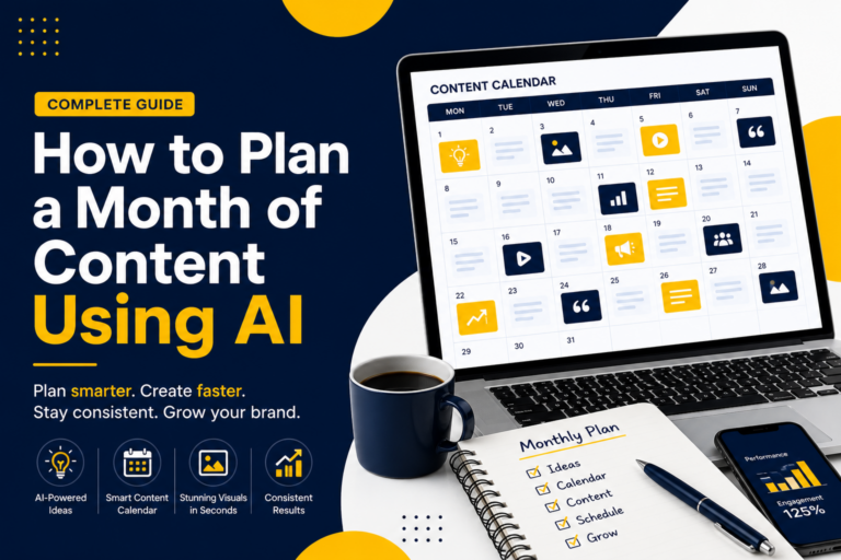 How to plan a month of content using AI with a visual content calendar, social media planning workflow, and AI-powered content creation tools