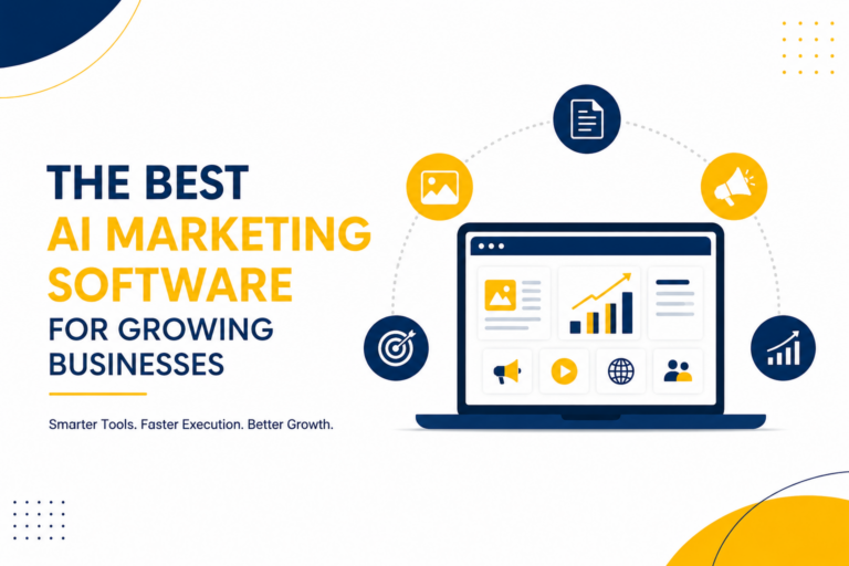 Best AI marketing software for growing businesses comparison and marketing execution platform illustration