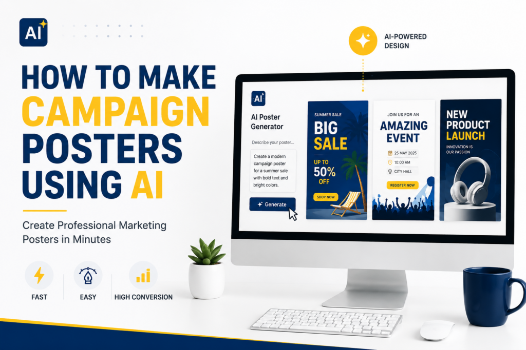 How to make campaign posters using AI using an AI campaign poster generator dashboard creating marketing posters and promotional graphics