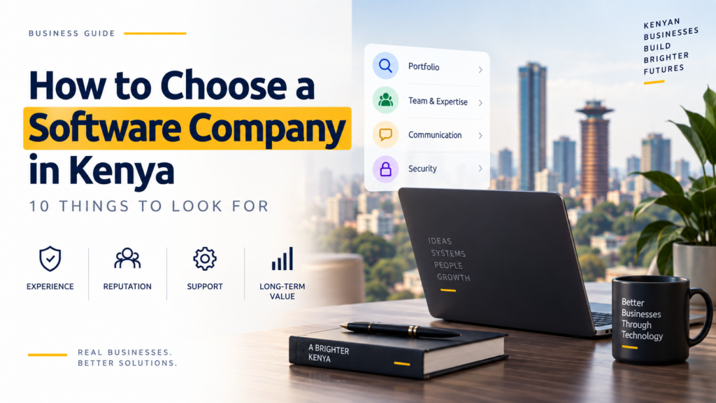 How to choose a software company in Kenya with key factors including experience, reputation, support, and long-term value